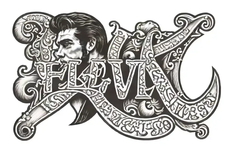 elvis letter name written tattoo design idea