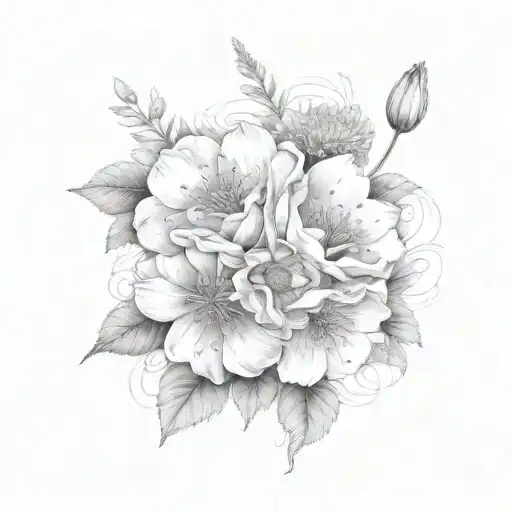 July august november birth flower bouquet tattoo design idea