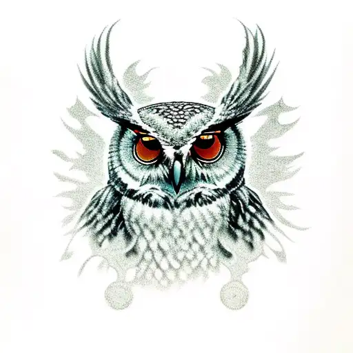 scary owl, the rug from the big lebowski, and a post apocalyptic city scape tattoo design idea