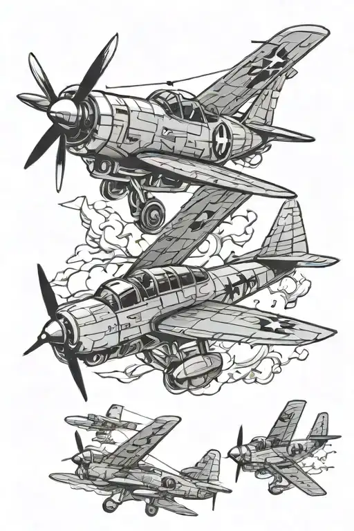 military war planes flying tattoo design idea