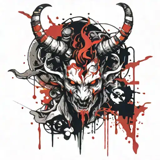 demon evil horns blood darkness tattoo design idea