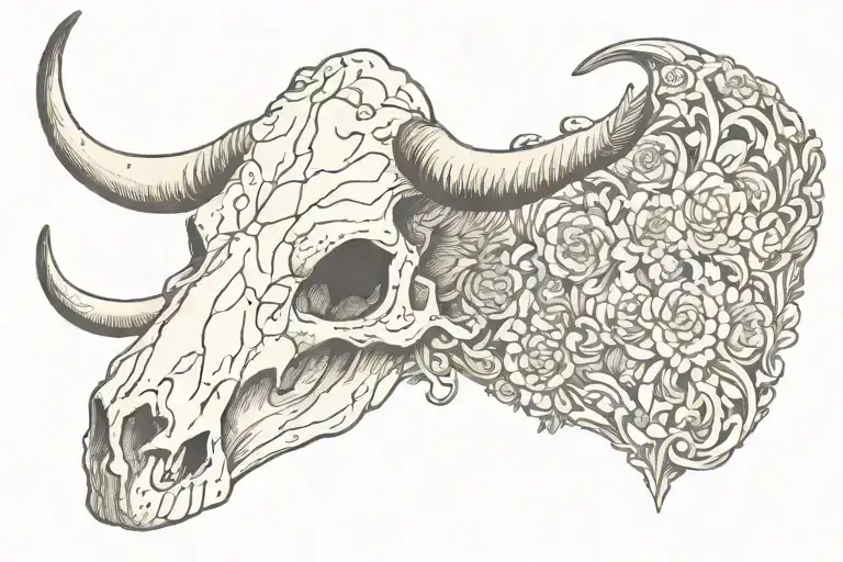texas longhorn skull tattoo design idea