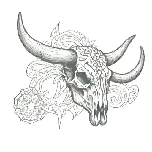 texas longhorn skull tattoo design idea