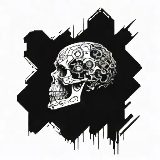 skull cyberpunk tattoo design idea