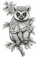 peony and lemur tattoo design idea
