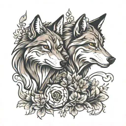 nordic 2 wolves skoll tattoo design idea