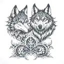 nordic 2 wolves skoll tattoo design idea