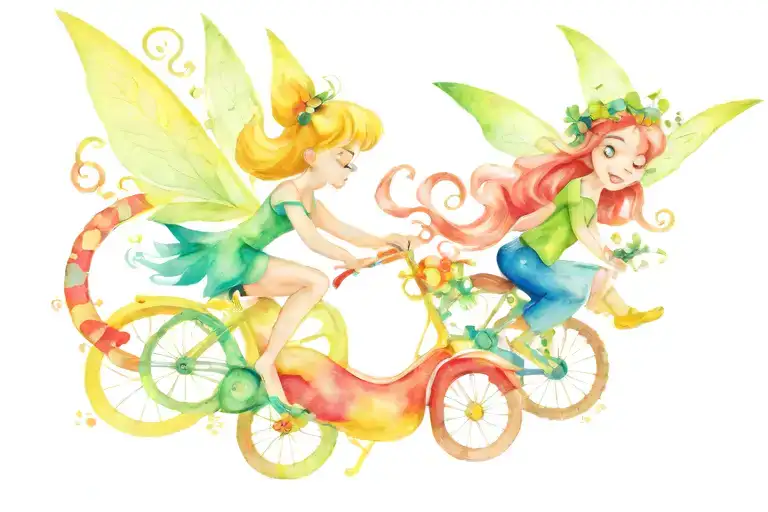 tinkerbell and octopus riding a bike tattoo design idea