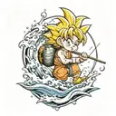 baby goku fishing tattoo design idea