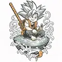 baby goku fishing tattoo design idea