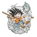 baby goku fishing tattoo design idea