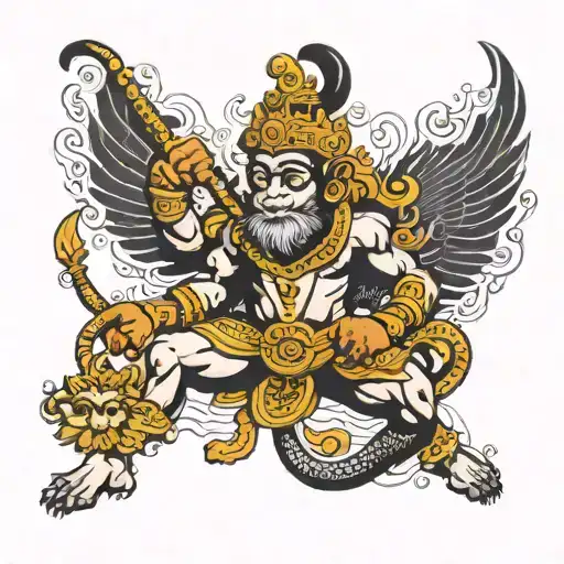 hanuman chalisa with hanuman shadow tattoo design idea