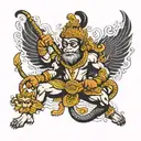 hanuman chalisa with hanuman shadow tattoo design idea