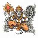 hanuman chalisa with hanuman shadow tattoo design idea