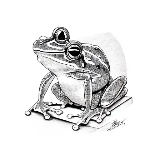 frog sitting on a chair tattoo design idea
