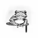 frog sitting on a chair tattoo design idea
