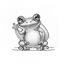 cartoon frog sitting on a chair tattoo design idea