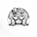 cartoon frog sitting on a chair tattoo design idea
