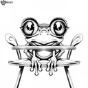 cartoon frog sitting on a chair tattoo design idea