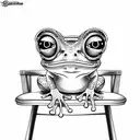 cartoon frog sitting on a chair tattoo design idea