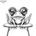 cartoon frog sitting on a chair tattoo design idea
