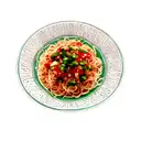 plato de spaghettis con salsa y que con el vapor del calor se forme la palabra "Mom" tattoo design idea