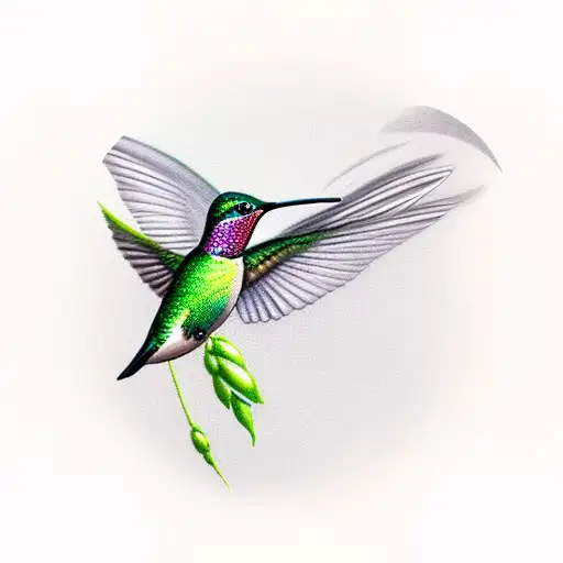hummingbird with barley  tattoo design idea