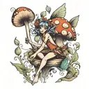 euphoric mushroom fairy tattoo design idea