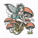 euphoric mushroom fairy tattoo design idea
