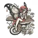 euphoric mushroom fairy tattoo design idea