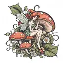 euphoric mushroom fairy tattoo design idea