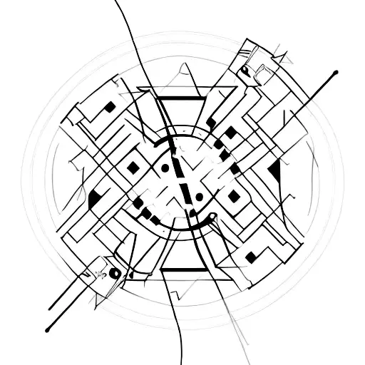 A black collar with subtle techno-inspired patterns and a hidden electrical wire design tattoo design idea