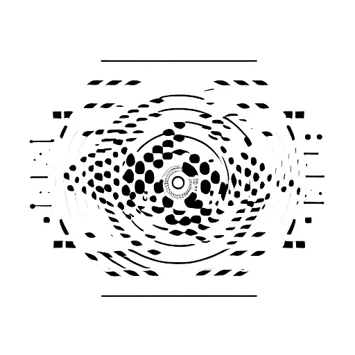 A minimalist tattoo of a DJ turntable with soundwaves forming the shape of a party crowd tattoo design idea