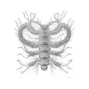 Centipede and human face tattoo design idea