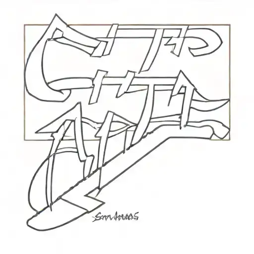 letters written in gta san andreas font, atik text on top of each other  tattoo design idea