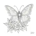 Butterfly with bible verse Psalm 46:5 'God is within her tattoo design idea
