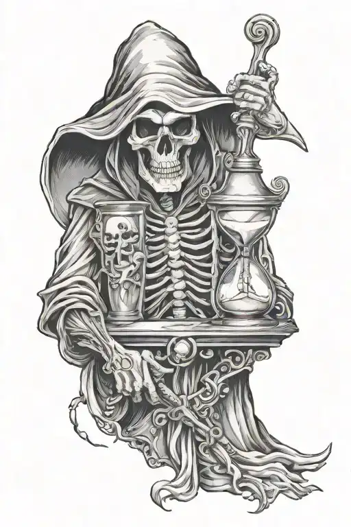 Grim Reaper with Hourglass tattoo design idea