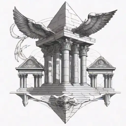Incorporate Greek columns and Egyptian pyramids in a back piece tattoo tattoo design idea