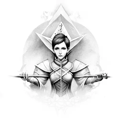 dragon age origins characters in the style of Art Nuveau tattoo design idea