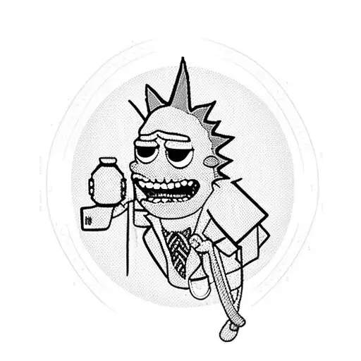 pickle Rick in a doctor costume  tattoo design idea