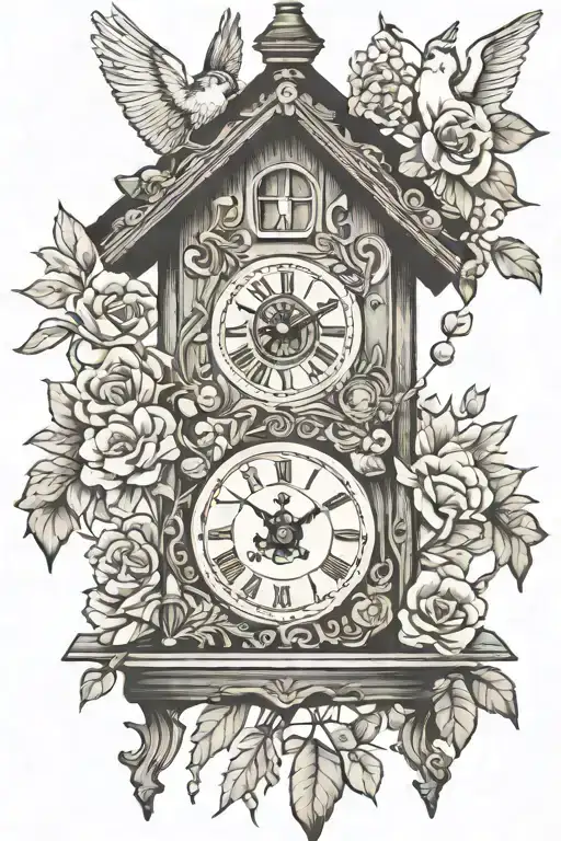 cuckoo clock sound of music themed tattoo design idea