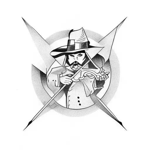 Magician casting spells with a guitar tattoo design idea