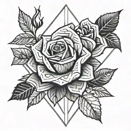A geometric rose design with the special date hidden within the pattern, creating a unique and personal tattoo tattoo design idea