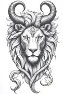 lion with rams horns tattoo design idea