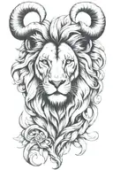 lion with rams horns tattoo design idea