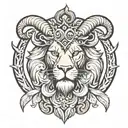 lion with rams horns tattoo design idea