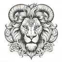 lion with rams horns tattoo design idea