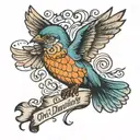 Quote that says oh , darling but what if you fly?  tattoo design idea