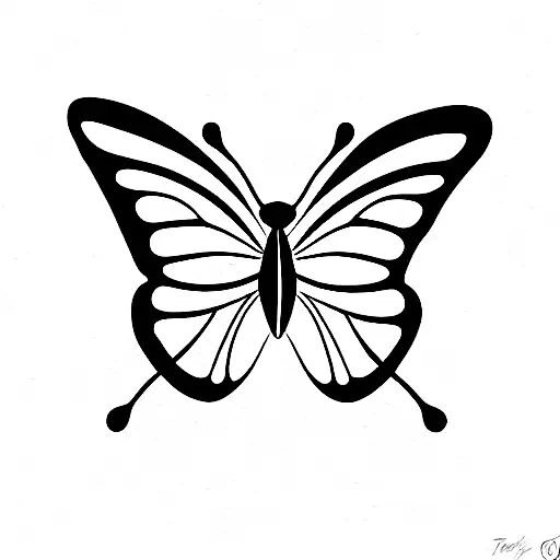 butterfly in fine line style tattoo design idea