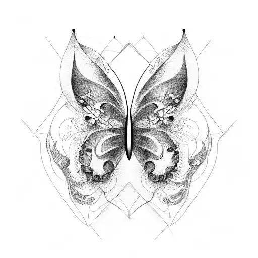 butterfly in fine line style tattoo design idea